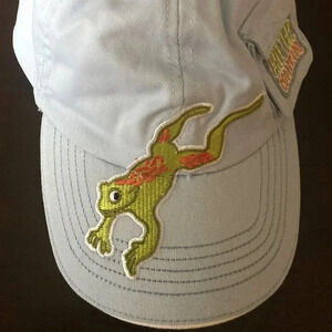 Toddler Boy/Girls Khaki Embroidery Frog Adjustable SunHat/Cap with strap pocket